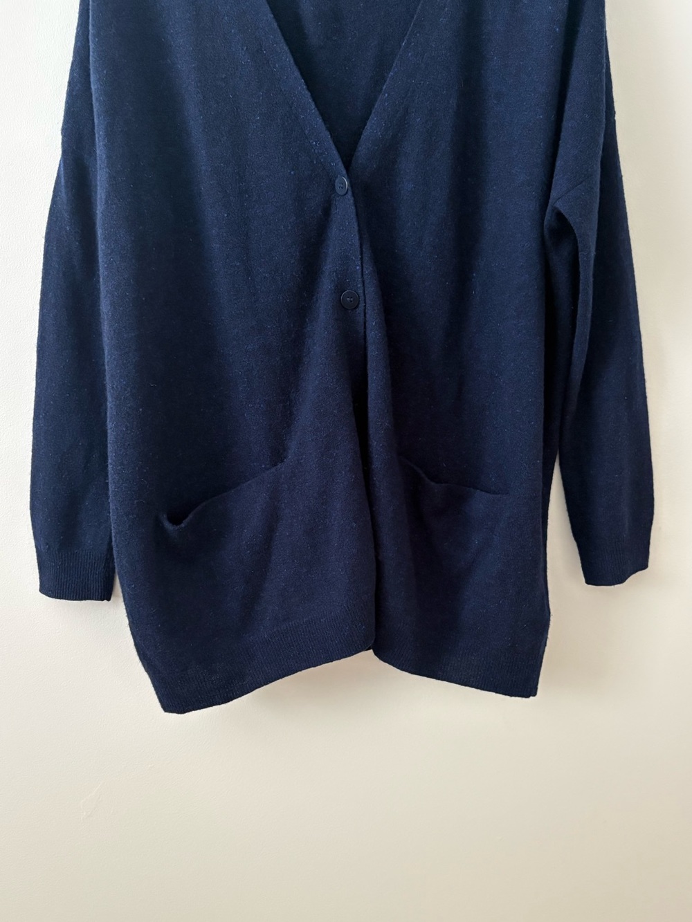 COS Oversized 100% Wool Navy Cardigan Sweater Size Small Minimalist Cozy Fall - Picture 8 of 12